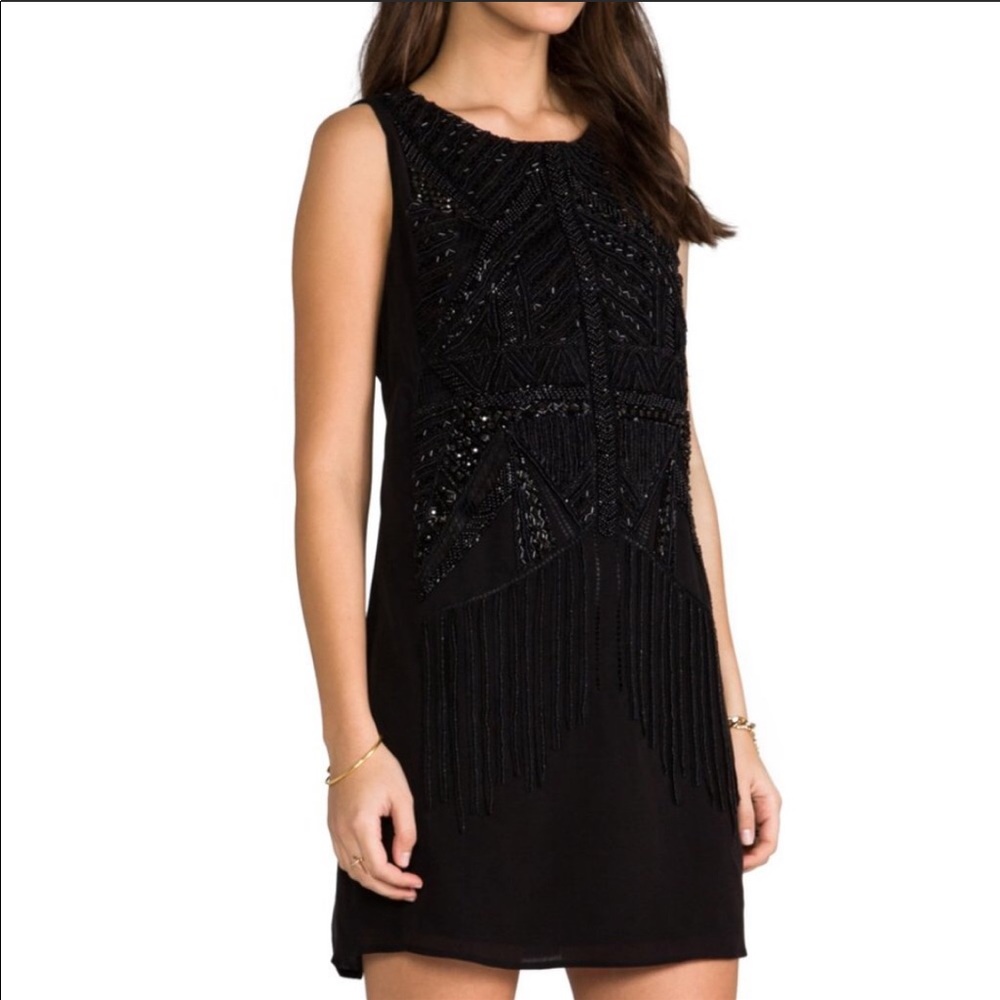 Revolve Heather Embellished Cocktail Mini Dress Sleeveless Black Sz M